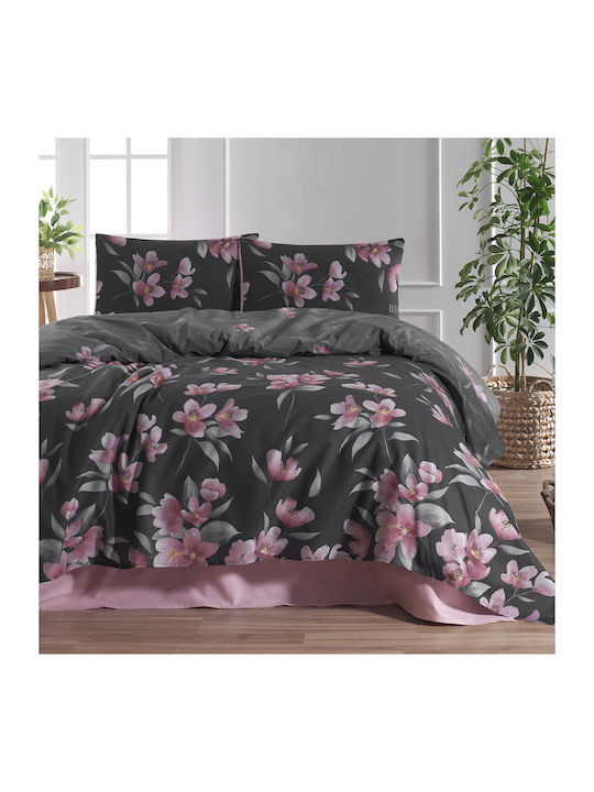 Beauty Home Σετ Κουβερλί Υπέρδιπλο Μαύρο / Ροζ 220x240cm 3τμχ