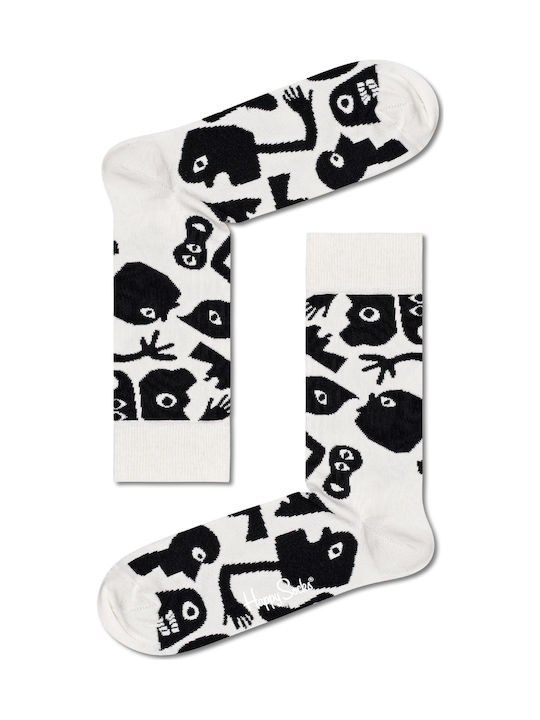 Happy Socks Nightmare Ανδρικές Κάλτσες με Σχέδια Λευκές