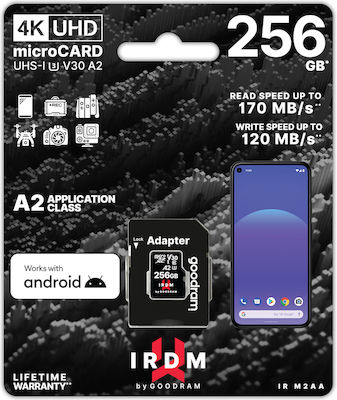 GoodRAM IRDM M2AA A2 microSDXC 256GB Class 10 U3 V30 A2 UHS-I με αντάπτορα