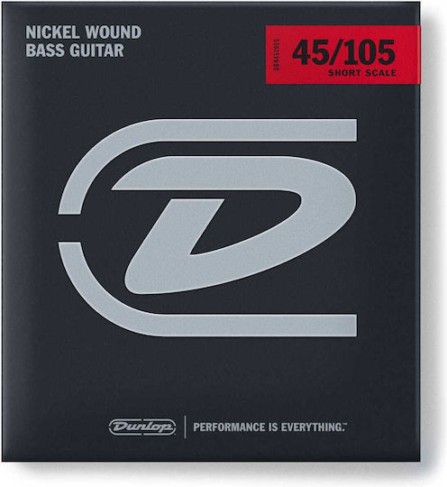 Dunlop Corzi Pentru Bas Nickel Wound Scurtă Scală Set Corzi Nickel Wound Bas 45 - 105