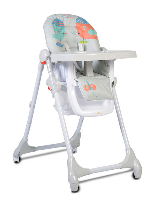 Cangaroo Kimchi Pliabil Scaun de masă pentru bebeluși cu cadru metalic și scaun din material textil Light Grey 107397