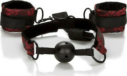 Calexotics Scandal Breathable Ball Gag With Cuffs BDSM Комплект в Черен Цвят