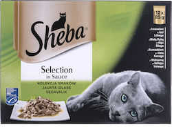 Sheba Selection in Sauce Mix of Tastes Nasses Katzenfutter für Katze in Tablett 12x85gr