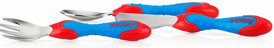 Nuby Set Baby Besteck aus Metall Blue-Red 3Stück