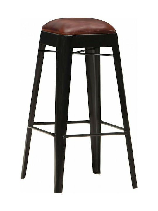 Hocker Bar Leder Black / Dark Brown 2Stück 39x39x75cm