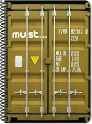 Must Σπιράλ Τετράδιο Ριγέ Α4 90 Φύλλων 3 Θεμάτων Cargo Κίτρινο (Διάφορα Χρώματα)