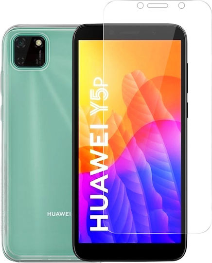 Vivid Gelly Umschlag Rückseite Silikon Set mit Glas Transparent (Huawei Y5p)