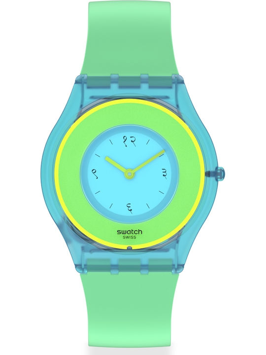 Swatch Hara Green Γυναικείο Ρολόι 34mm Μπαταρίας με Πράσινο Καουτσούκ Λουράκι