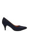 Piccadilly Leder Pumps mit Chunky hohem Absatz Marineblau