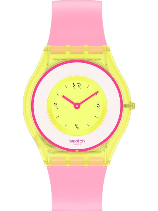 Swatch India Rose Дамски Часовник 34мм Кварцов С Розова Каучукова Каишка