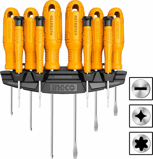 Ingco Set 10 Screwdrivers with 10 Interchangeable Tips