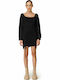 Combos Knitwear W-115 Mini All Day Φόρεμα Πλεκτό Μαύρο