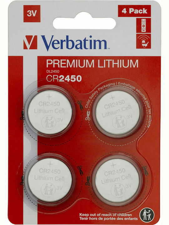 Verbatim Premium Lithium Μπαταρίες Ρολογιών CR2450 3V 4τμχ