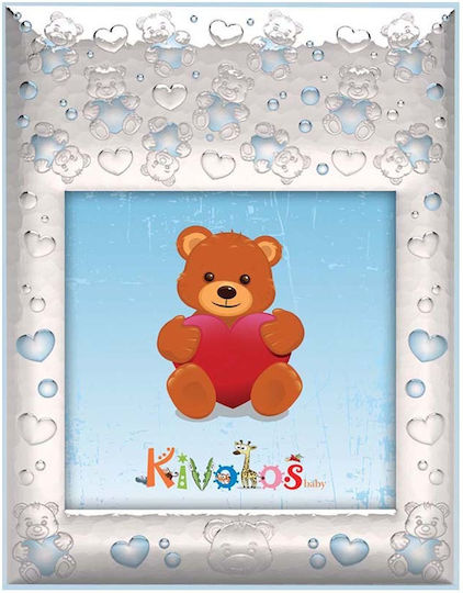 Slevori Silver Photo Frame Teddy Bear Hearts 10x10cm