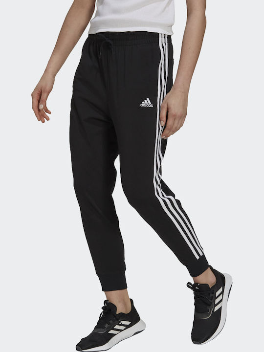Adidas Essentials 3 Stripes Παντελόνι Γυναικείας Φόρμας με Λάστιχο Μαύρο