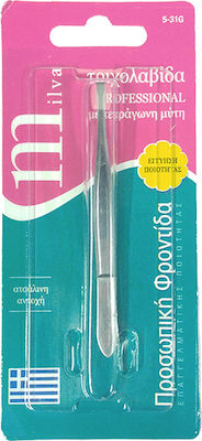 Milva Eyebrow Tweezer with Straight Tip Silver 1pcs