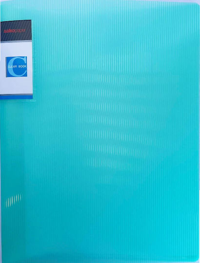 Salko Paper Clipboard Flexible with 60 plastic sleeves Slides for Paper A4 Turquoise Neon 1pcs