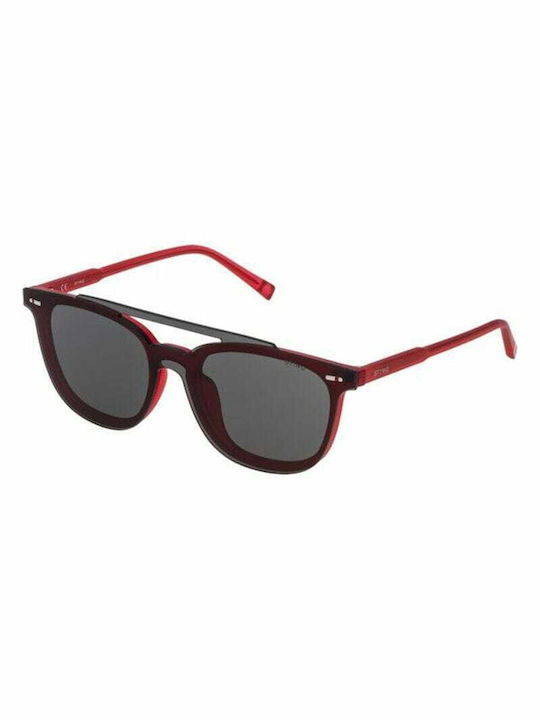 Sting Men's Sunglasses with Red Plastic Frame and Gray Lens SST089 0M09