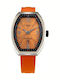 Montres de Luxe Women's Watch with Orange Leather Strap