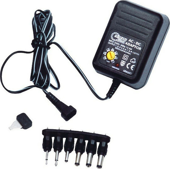 Minwa Universal Τροφοδοτικό Ρυθμιζόμενης Τάσης 1.5 έως 12V 0.5A με Ισχύ 6W με σετ βυσμάτων (MW 691AC)
