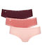 Sloggi 24/7 Weekend Hipster Βαμβακερά Γυναικεία Slip 3Pack με Δαντέλα Bordeaux/Pink
