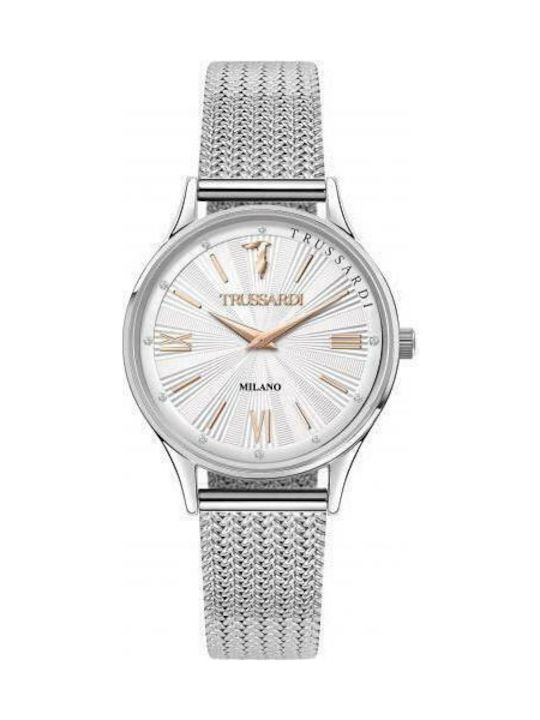 Trussardi T-Star Ceas de Damă cu Argintiu Brățară Metalică
