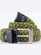 Men's Belt Leather Knitted Green