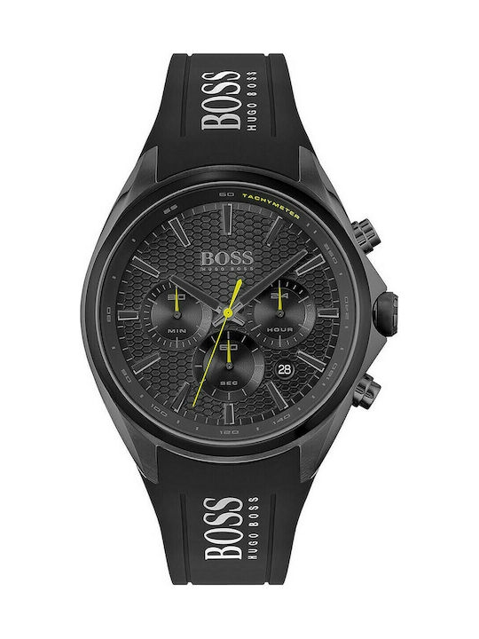Hugo Boss Distinct Ρολόι Χρονογράφος Μπαταρίας με Καουτσούκ Λουράκι σε Μαύρο χρώμα