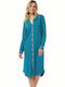 Minerva Women's Winter Cotton Nightgown Blue