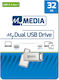 Verbatim MyMedia My Dual 32GB USB 3.2 Stick mit Verbindung USB-A & USB-C Silber