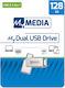 Verbatim MyMedia My Dual 128GB USB 3.2 Stick με σύνδεση USB-A & USB-C Ασημί