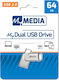 Verbatim MyMedia My Dual 64GB USB 2.0 Stick mit Verbindung USB-A & USB-C Silber