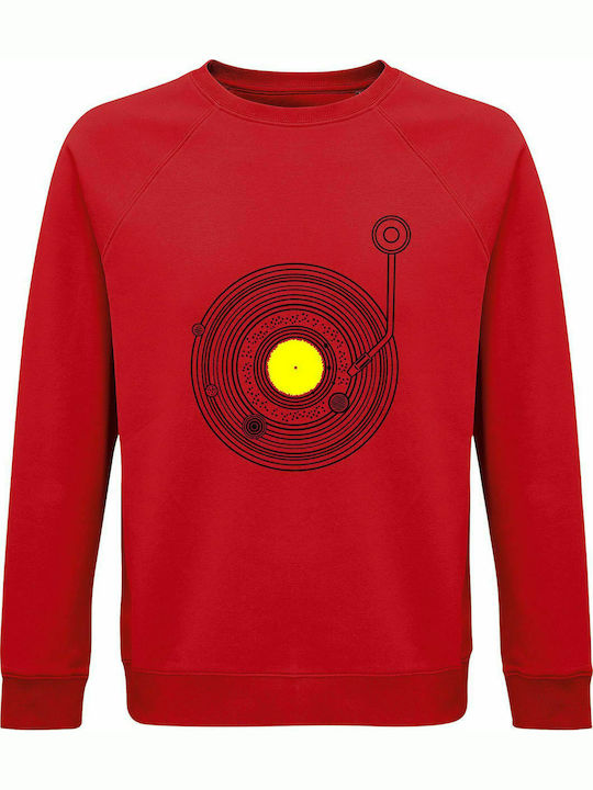 Sweatshirt Unisex, Bio "Weltraum Vinyl Musik", Rot