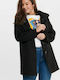 Sedona Women's Black Peacoat with Buttons