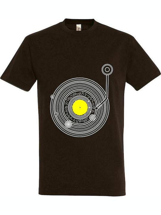 Tshirt Unisex "Space Vinyl Music", Chocolate