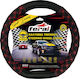 Feral Car Steering Wheel Cover Elegant with Diameter 45cm made of Leatherette Black with Red Stitching