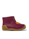 Camper Twins Kids Leather Boots with Zipper Burgundy