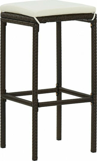 Табуретка Бар За външна употреба С възглавница Кафяво - бял крем 4бр 38x38x76см