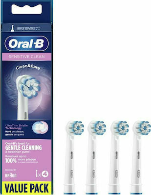 Oral-B Sensitive Clean Clean&Care Value Pack Ανταλλακτικές Κεφαλές για Ηλεκτρική Οδοντόβουρτσα 4τμχ