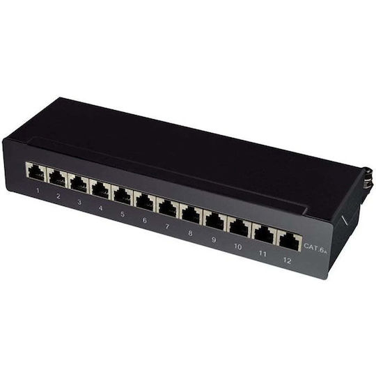 LogiLink Patch Panel for Rack 1U 19" with 12 cat6a Ports Black
