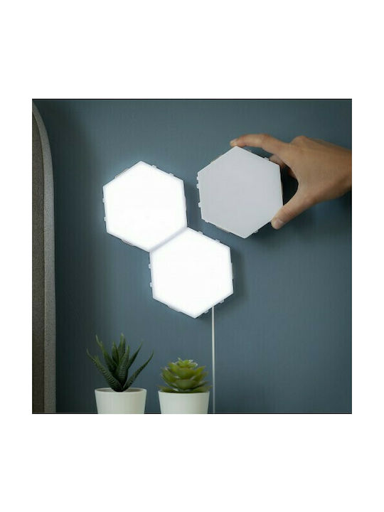 InnovaGoods Διακοσμητικό Φωτιστικό Hexagon LED σε Λευκό Χρώμα
