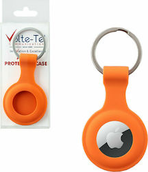 Volte-Tel Velvet Schlüsselbund-Etui für AirTag Silikon in Orange Farbe