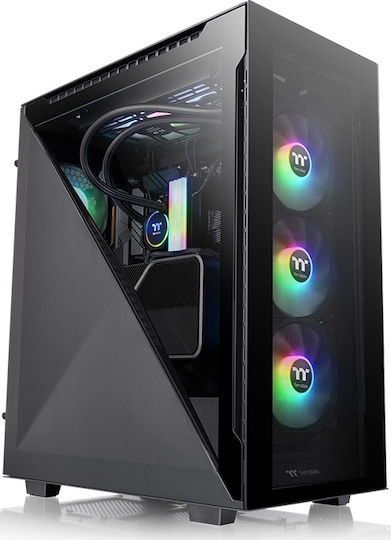 Thermaltake Divider 500 TG ARGB Gaming Midi Tower Computer Case with Window Panel Black