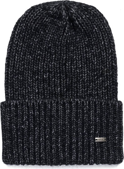 Beanie Unisex Σκούφος με Rib Πλέξη σε Μαύρο χρώμα