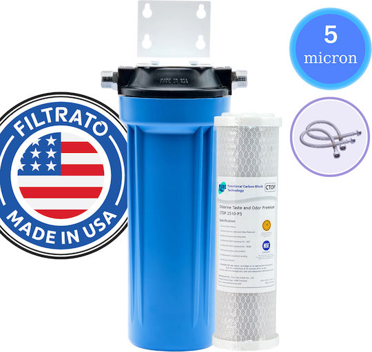 Filtrato WHF12 Συσκευή Φίλτρου Νερού Μονή Κάτω Πάγκου Διατομής ½" με Ανταλλακτικό Φίλτρο Pure Ctop Ενεργού Άνθρακα 2510-05 5μm
