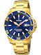 Festina Ανδρικό Ρολόι 44mm Χρονογράφος Μπαταρίας με Χρυσό Μεταλλικό Μπρασελέ