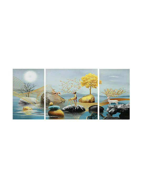 Keskor Τρίπτυχος Πίνακας σε Καμβά 110x50cm