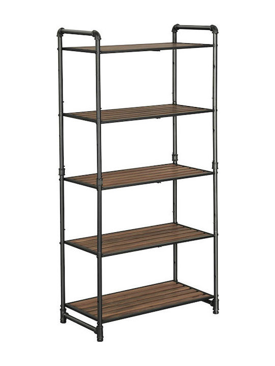 Shelving Unit Floor Anthracite / Walnut 63.8x30.5x129.5cm