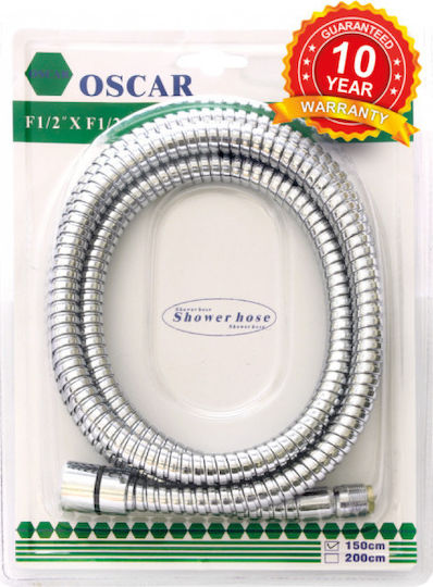 Oscar Plast 10-0150 Σπιράλ Ντουζ Μεταλλικό 150cm Ασημί