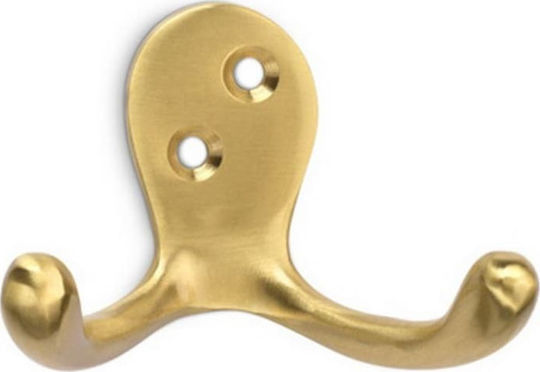 Inofix Метална Стенна Закачалка За 2 Места Златна 6x4x4.1cm
